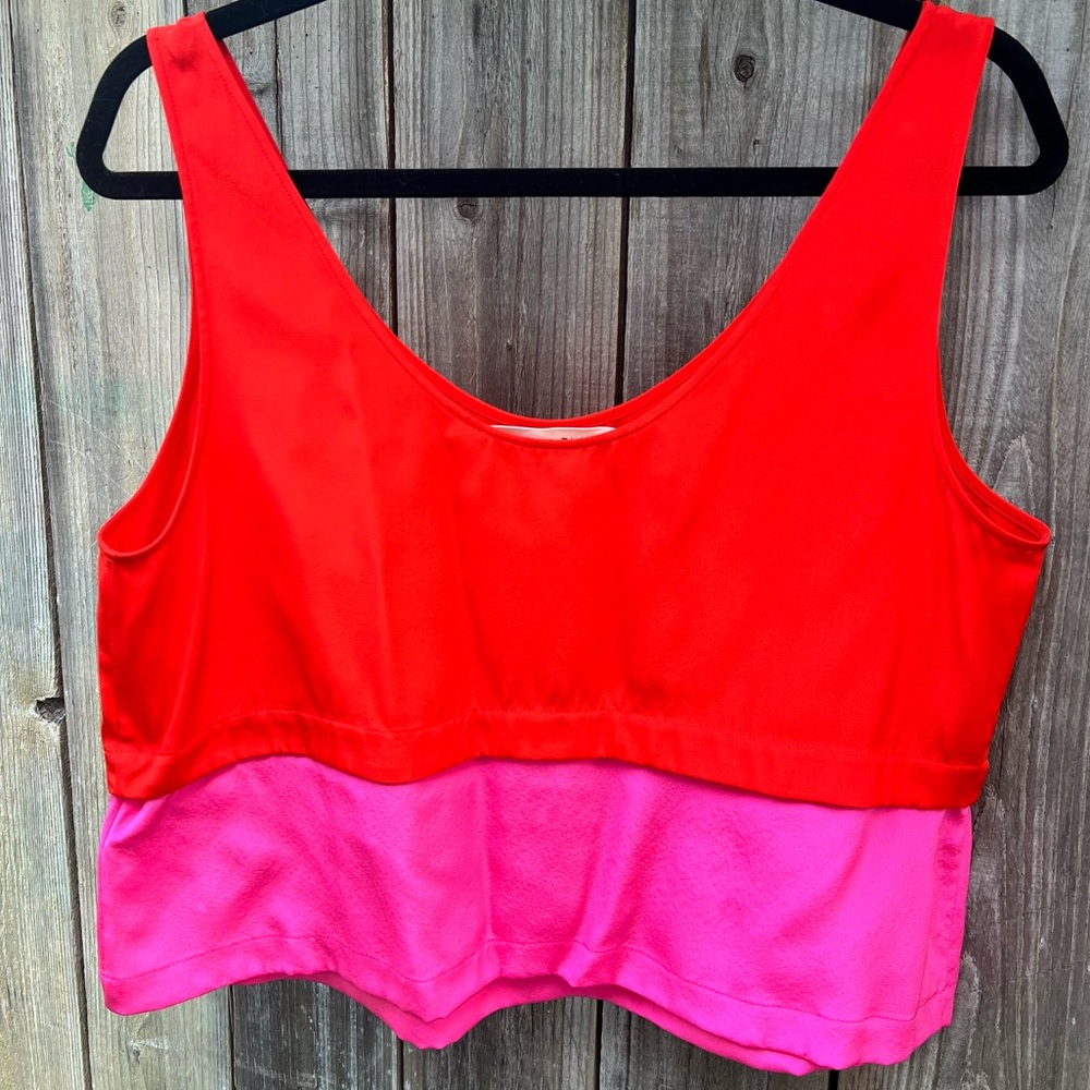 DVF Color-blocked Silk Tank Top